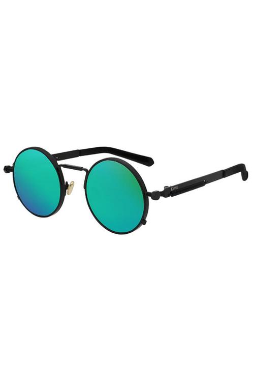 Ronde Zonnebril Hipster Zwart Montuur Rond Groene Spiegelgla, Sieraden, Tassen en Uiterlijk, Zonnebrillen en Brillen | Heren, Groen