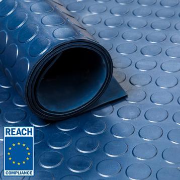Rubber loper / rubbermat op rol Noppen 3mm blauw – Breedte beschikbaar voor biedingen