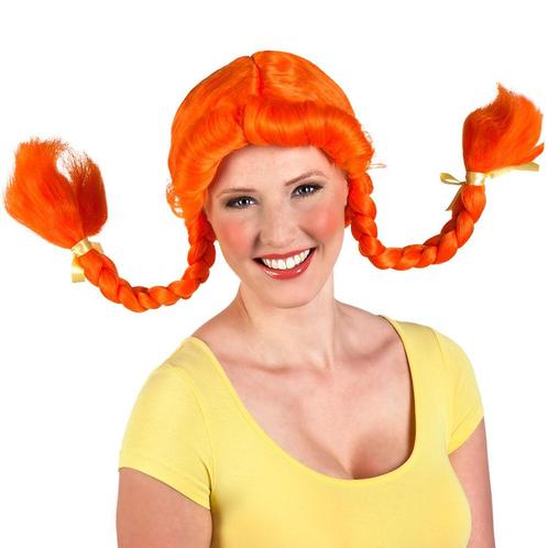 Oranje Pruik Met Vlechten, Hobby en Vrije tijd, Feestartikelen, Nieuw, Verzenden