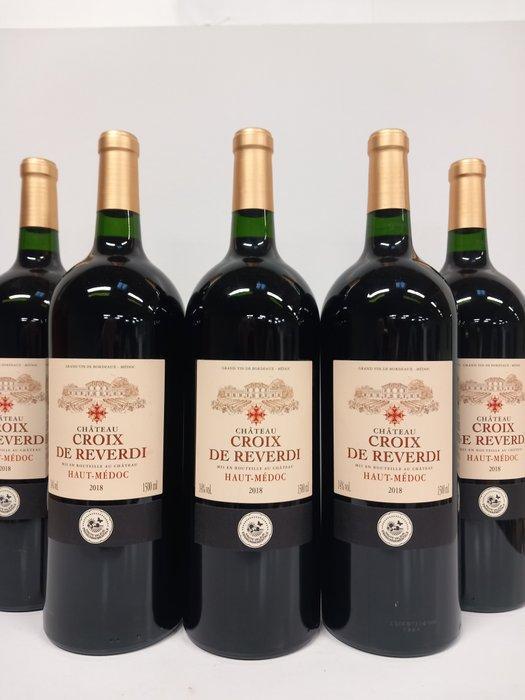 2019 Château Croix de Reverdi - Haut-Médoc - 5 Magnums, Verzamelen, Wijnen