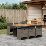 vidaXL 7-delige Tuinset met kussens poly rattan grijs, 6 zitplaatsen, Nieuw, Tuinset, Verzenden