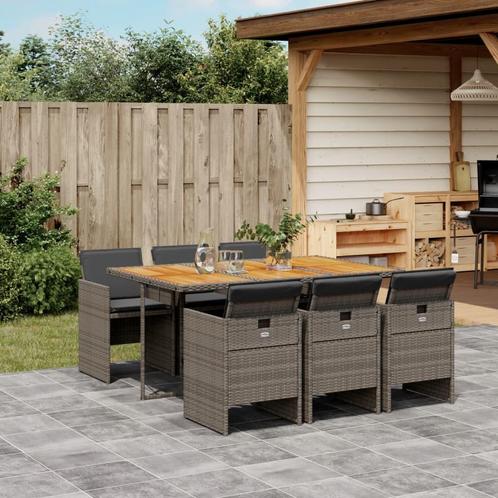 vidaXL 7-delige Tuinset met kussens poly rattan grijs, Tuin en Terras, Tuinsets en Loungesets, Tuinset, Nieuw, 6 zitplaatsen, Rotan