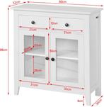 Wit Dressoir 80 cm –Opbergkast met 2 Lades en 2 Glazen Deure, Huis en Inrichting, Kasten | Dressoirs, Verzenden, Nieuw
