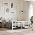 vidaXL Bedframe met hoofd- en voeteneinde metaal wit 150x200, Huis en Inrichting, Slaapkamer | Bedden, Verzenden, Wit, Overige maten