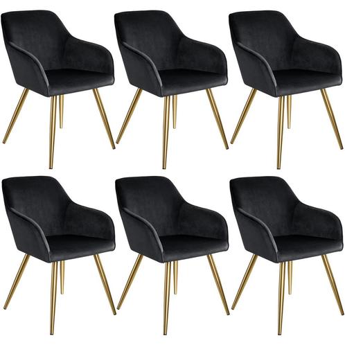 Eetkamerstoel Marilyn fluweellook, gouden poten - zwart/goud, Huis en Inrichting, Stoelen, Verzenden