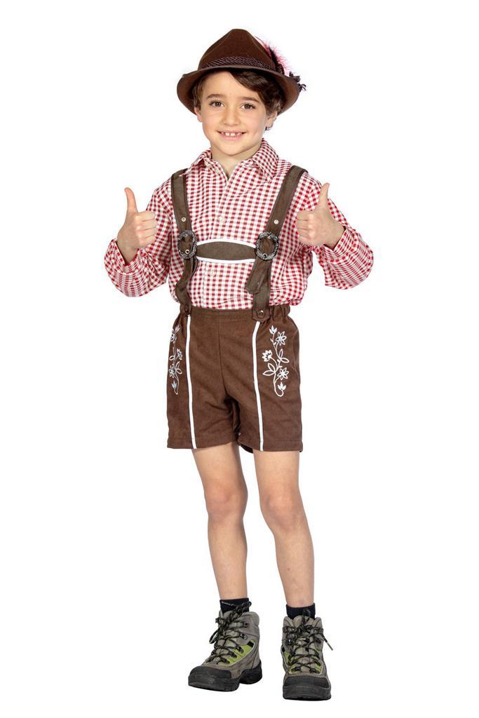 Oktoberfest Lederhose Kort Bruin Kind Milo, Kleding | Dames, Carnavalskleding en Feestkleding, Nieuw, Ophalen of Verzenden
