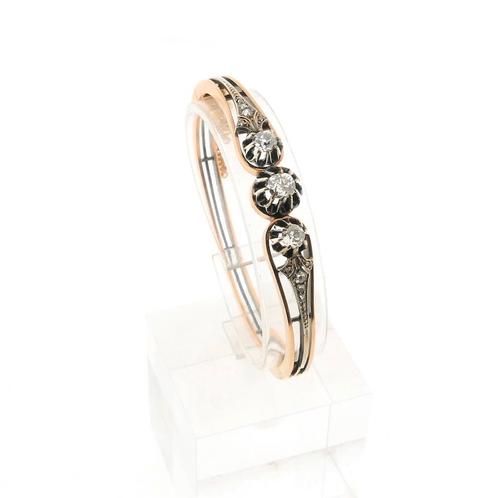 Roségouden slavenarmband met roos geslepen diamant | Ø 58., Sieraden, Tassen en Uiterlijk, Armbanden, Overige kleuren, Gebruikt