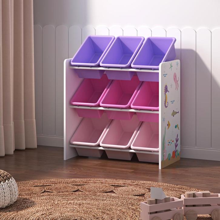 [en.casa] Kinderrek Muxía speelgoedkast 60x62x26,5 cm oceaan, Kinderen en Baby's, Kinderkamer | Overige Meubels, Verzenden