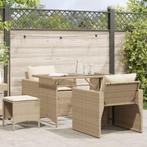 vidaXL 4-delige Loungeset met kussens poly rattan beige, Verzenden, Nieuw, Rotan, Loungeset