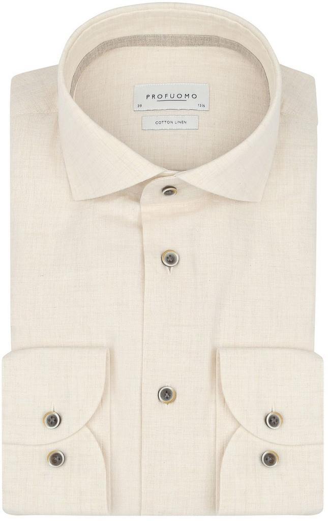 Profuomo Overhemd Linnen Blend Ecru maat 45 Heren, Kleding | Heren, Overhemden, Nieuw, Verzenden
