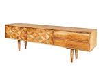 Massief houten tv-meubel ALPINE 145 cm natuurlijke acacia, Nieuw, Ophalen of Verzenden