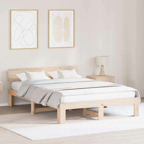 vidaXL Bedframe met hoofdeinde Bruin 160 x 200 cm Massief, Huis en Inrichting, Slaapkamer | Bedden, Bruin, Nieuw, Hout, Verzenden