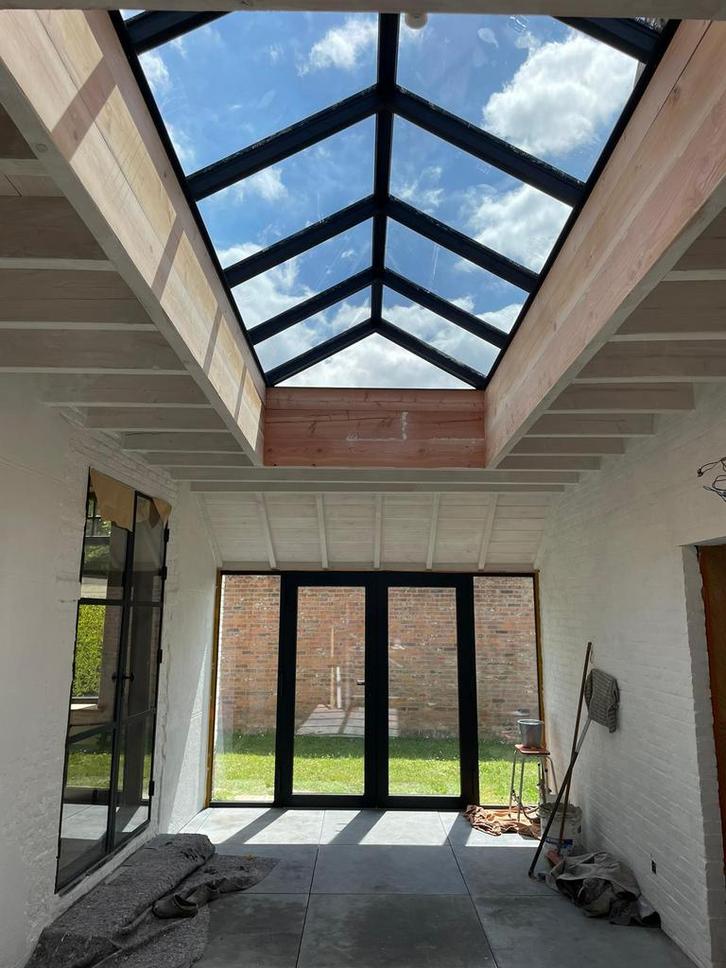 Aluminium Zadeldak Lichtstraat voor plat dak, Doe-het-zelf en Verbouw, Glas en Ramen, Minder dan 80 cm, Veiligheidsglas, Nieuw