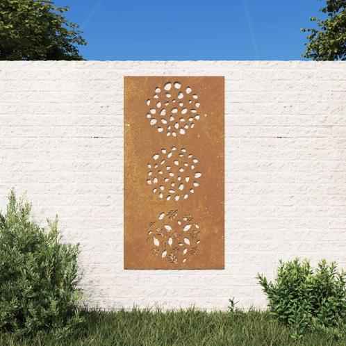 vidaXL Wanddecoratie tuin bladontwerp 105x55 cm cortenstaal, Huis en Inrichting, Woonaccessoires | Schilderijen, Tekeningen en Foto's