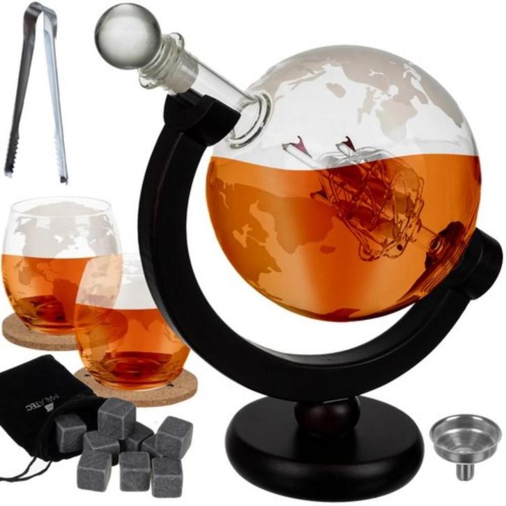 Malatec Globe Whiskey Karaf Set - Uniek en Stijlvol voor..., Huis en Inrichting, Keuken | Keukenbenodigdheden, Nieuw, Ophalen of Verzenden