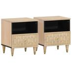 vidaXL Nachtkastjes 2 st 40x33x46 cm massief mangohout, Verzenden, Nieuw, Hout