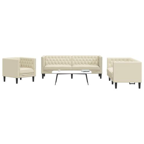 vidaXL 3-delige Loungeset Chesterfield-stijl kunstleer, Huis en Inrichting, Banken | Bankstellen, Nieuw, Leer, Vierpersoons of meer