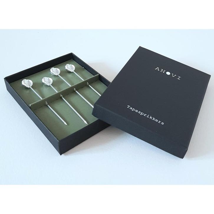 Anovi Tapasprikkers met Schelpmotief – 4 Stuks – Ambacht, Huis en Inrichting, Keuken | Bestek, Nieuw, Ophalen of Verzenden