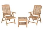 Teak Tuinset | 2 Linda Tuinstoelen | 1 Bijzettafel met, Tuin en Terras, Tuinsets en Loungesets, Verzenden, Nieuw