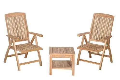 Teak Tuinset | 2 Linda Tuinstoelen | 1 Bijzettafel met, Tuin en Terras, Tuinsets en Loungesets, Nieuw, Verzenden