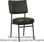Set van 6 Donkergrijze leren moderne retro eetkamerstoelen -, Huis en Inrichting, Stoelen, Overige kleuren, Klassiek, Nieuw, Leer