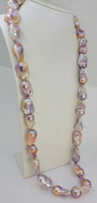 Halsketting Grote 17x20mm roze Edison freshwater parels., Sieraden, Tassen en Uiterlijk, Kettingen