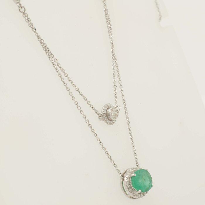 Halsketting - 14 karaat Witgoud - 2.15ct. tw. Smaragd -, Sieraden, Tassen en Uiterlijk, Kettingen