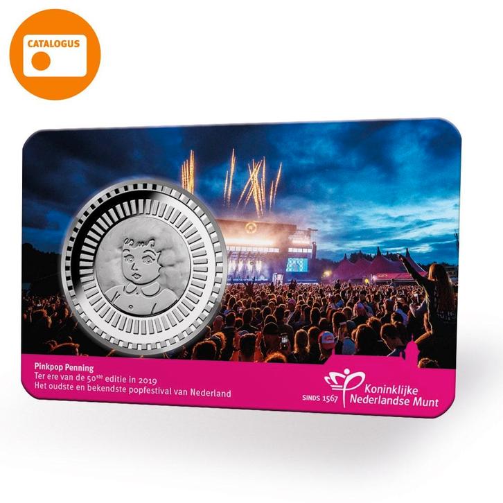 50 jaar Pinkpop Penning in coincard, Postzegels en Munten, Munten | Nederland, Verzenden