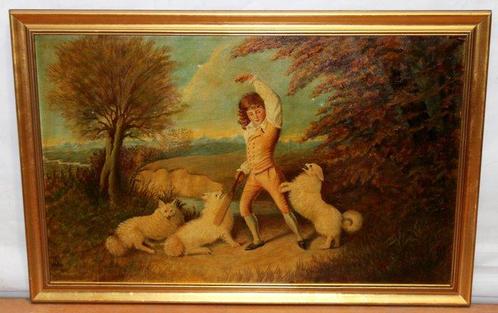 Escuela inglesa (XX) - Escena campestre con perros, Antiek en Kunst, Kunst | Schilderijen | Klassiek