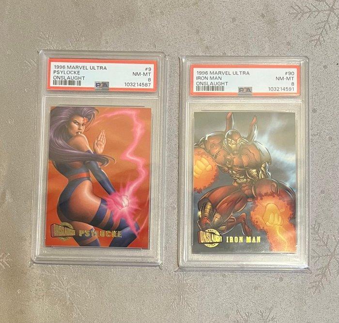 1996 Marvel Ultra - Fleer Skybox - #9 Psylocke, #90 Iron Man, Verzamelen, Overige Verzamelen