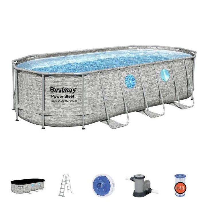 Bestway Familie Zwembad - Groot en Veilig met Trap en Pom..., Tuin en Terras, Zwembaden, Nieuw, Ophalen of Verzenden