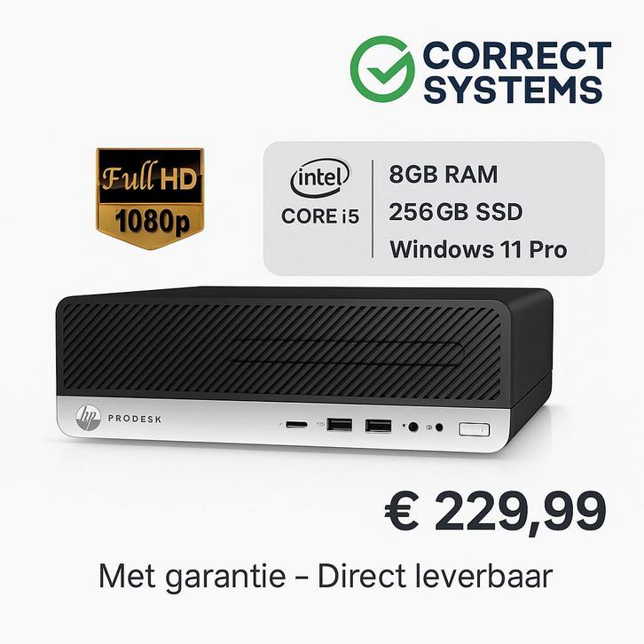 Snelle HP ProDesk 400 G6 SFF | i5-9400 | 8GB RAM | 256GB W11, Computers en Software, Desktop Pc's, 4 Ghz of meer, SSD, Refurbished