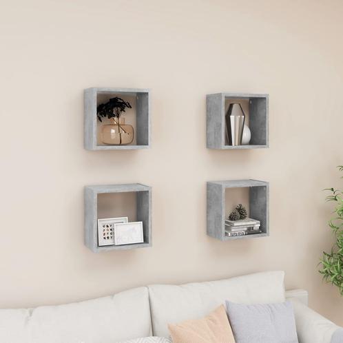 vidaXL Wandschappen kubus 4 st 26x15x26 cm betongrijs, Huis en Inrichting, Woonaccessoires | Wandplanken en Boekenplanken, Nieuw