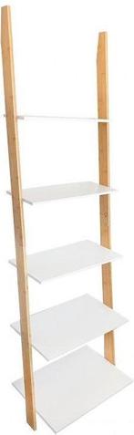 Ladder kast - 5 schappen - wit & bamboe, Huis en Inrichting, Kasten | Boekenkasten, Ophalen of Verzenden, Nieuw