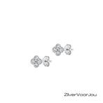 925 zilveren clover oorstekers bezet met witte zirkonia, Sieraden, Tassen en Uiterlijk, Oorbellen, Verzenden, Nieuw, Zilver