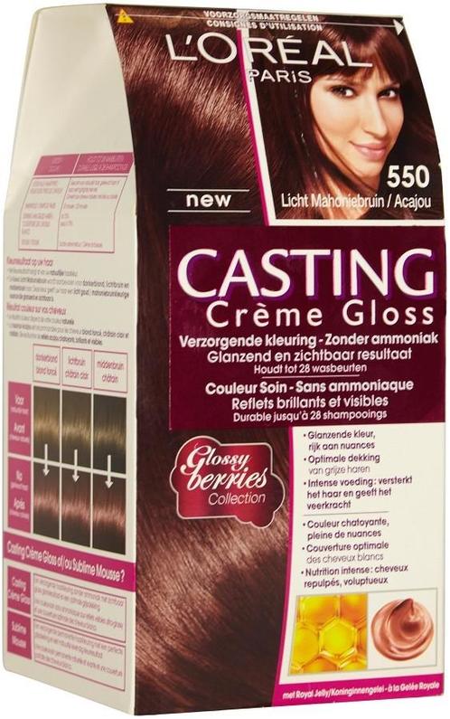 L'OREAL CASTING CREME GLOSS 550 LICHT MAHONIEBRUIN HAARVER.., Sieraden, Tassen en Uiterlijk, Uiterlijk | Haarverzorging, Verzenden