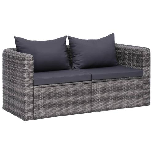 vidaXL Tuinhoekbanken 2 st poly rattan grijs, Tuin en Terras, Tuinsets en Loungesets, Nieuw, Textileen, Verzenden