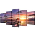 vidaXL Canvas muurdruk set zandstrand met paviljoen 100 x 50, Verzenden, Nieuw