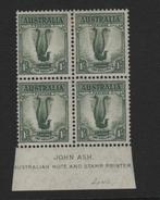 Australië  - Australië Liervogel 1 shilling blok van vier., Gestempeld