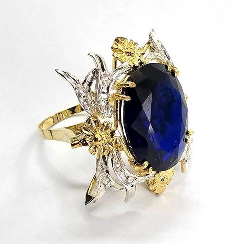 Zonder Minimumprijs - Ring - 9 kt. Geel goud, Zilver -, Sieraden, Tassen en Uiterlijk, Ringen