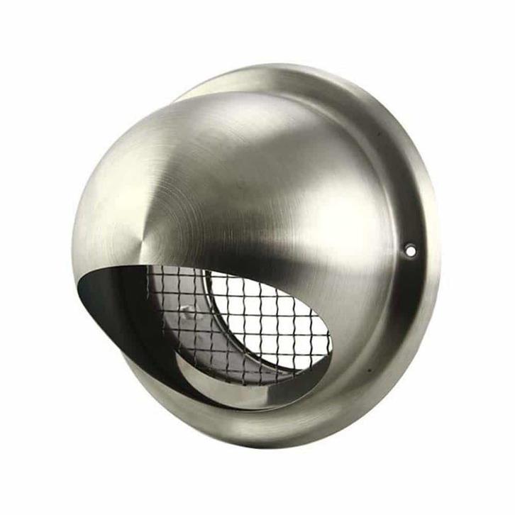 DEC RVS bolrooster met vliegengaas Ø 100mm - 35015001, Doe-het-zelf en Verbouw, Ventilatie en Afzuiging, Nieuw, Ophalen of Verzenden