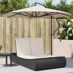 vidaXL Ligbed 2-persoons met kussens poly rattan zwart, Tuin en Terras, Ligbedden, Verzenden, Nieuw