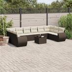 vidaXL 11-delige Loungeset met kussens poly rattan bruin, Verzenden, Nieuw, Rotan, Loungeset