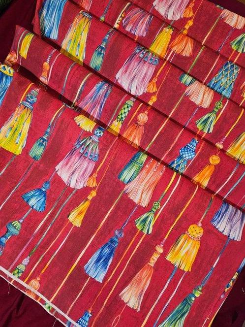 Exclusieve Art Dèco-stof met gekleurde valletjes - oosterse, Antiek en Kunst, Antiek | Kleden en Textiel