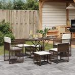 vidaXL 7-delige Tuinset met kussens poly rattan bruin, Tuin en Terras, Tuinsets en Loungesets, Verzenden, Nieuw, Rotan, Tuinset