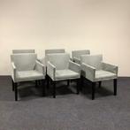 complete set van 6 x eetkamer fauteuil, grijs - bruin, Huis en Inrichting, Stoelen, Ophalen of Verzenden, Gebruikt, Stof