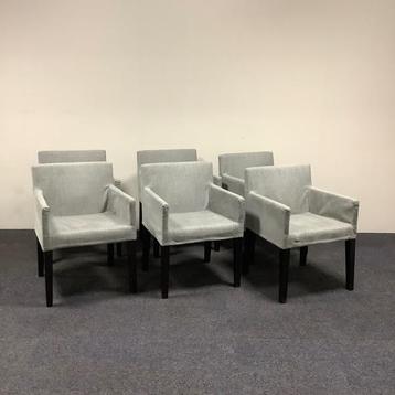 complete set van 6 x eetkamer fauteuil, grijs - bruin beschikbaar voor biedingen