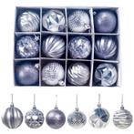 Kerstballen 12 stuks 6 cm Grijs-Zilver, Diversen, Nieuw, Verzenden