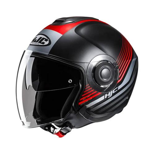 HJC I40N Dova Zwart Rood, Motoren, Kleding | Motorhelmen, Jethelm, Heren, S, Nieuw met kaartje, HJC, Verzenden
