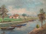 Antonio DArliano (1899-1992) - Paesaggio con barche ferme